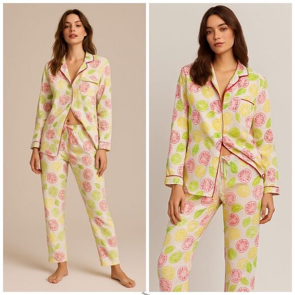 Victoria’s Secret top and pant pajama set with limes citrus fruit print - Picture 1 of 15